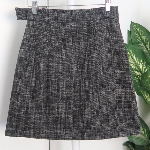 NEW Club Monaco Tweed Faux Wrap Mini A-line Belted Skirt Size Office Preppy Sz 0 - Picture 2 of 8
